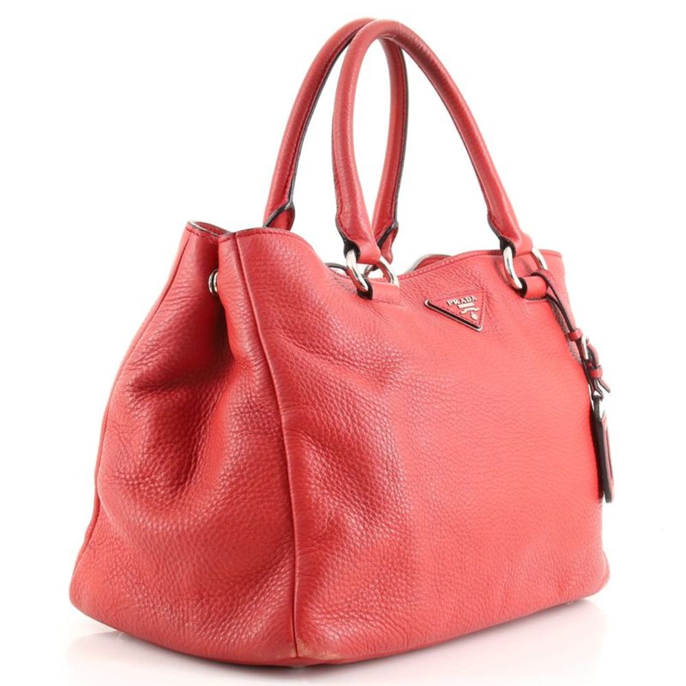 Prada Convertible Open Tote Vitello Daino Medium Red - Picture 2 of 10